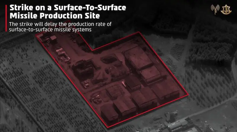 Iran strikes Iranian regime weapon production sites. Credit: IDF, X