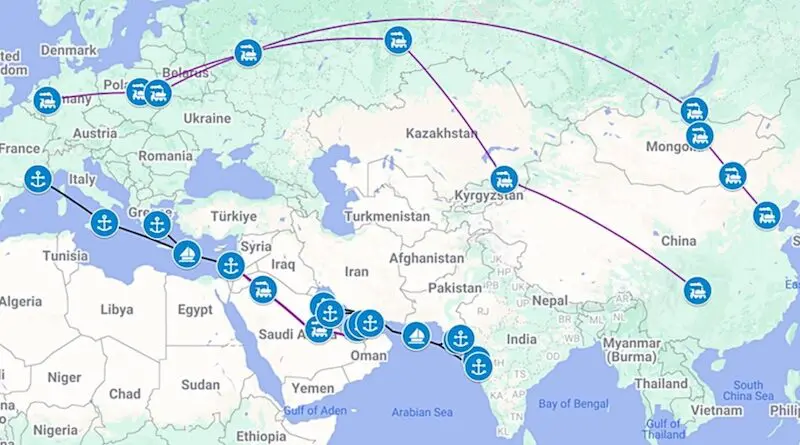 IMEC vs China Europe Rail Route. Credit: Gateway House