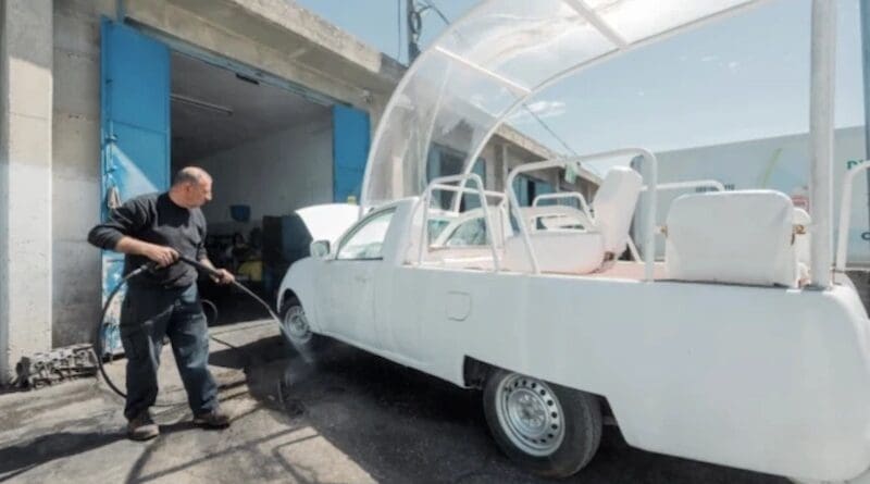 The popemobile used by Pope Francis during his visit to Bethlehem in 2014. | Credit: Courtesy of Caritas