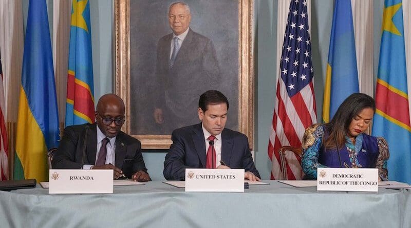 Ministerial signing of the Peace Agreement between the DR Congo and Rwanda with Secretary Marco Rubio. Photo Credit: Department of State, X