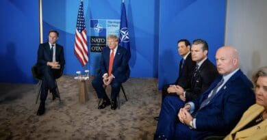 NATO Secretary General Mark Rutte, President Donald J. Trump and Defense Secretary Pete Hegseth participate in the closing day of the NATO Summit in The Hague, Netherlands, June 25, 2025. Photo Credit: Martijn Beekman, NATO