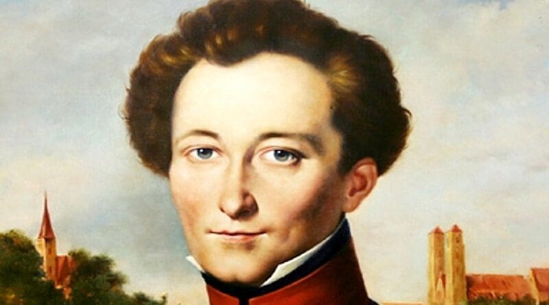 Carl von Clausewitz, while in Prussian service. Detail of painting by Wilhelm Wach in early 1830s, Wikipedia Commons