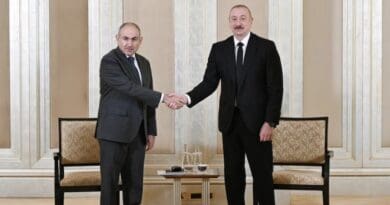 Armenia's Prime Minister Nikol Pashinian with Azerbaijan's President Ilham Aliyev in Abu Dhabi. Photo Credit: president.az