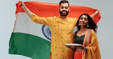 india flag man woman couple