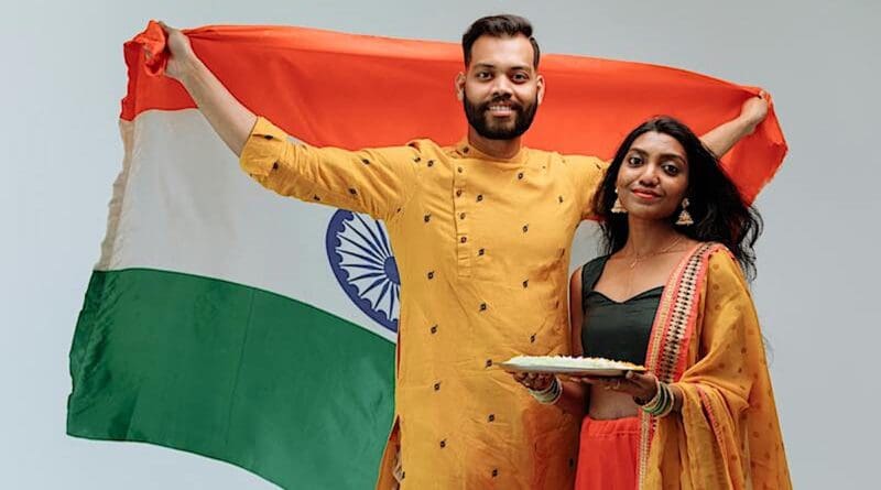 india flag man woman couple