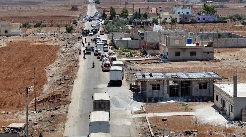 Syrian Arab Red Crescent aid convoy carrying UN and other aid enters As-Sweida Governorate, southern Syria on 20 July 2025. Photo Credit: UNOCHA/Ali Haj Suleiman