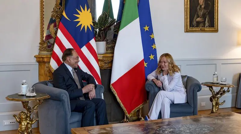 Malaysia's Prime Minister Anwar Ibrahim with Italy's Prime Minister Giorgia Meloni. Photo Credit: Anwar Ibrahim, X