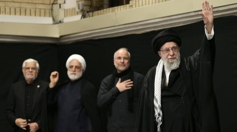 Iran’s Ayatollah Ali Khamenei (right) makes first public appearance since start of Israeli war. Photo Credit: Tasnim News Agency