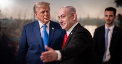 President Donald Trump and Israeli Prime Minister Benjamin Netanyahu speak privately in the Vermeil Room before a dinner, Monday, July 7, 2025, at the White House. (Official White House Photo by Daniel Torok)