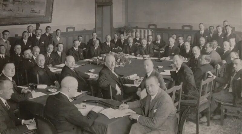 Among the delegates at Locarno were British foreign secretary Austen Chamberlain, his French and German counterparts Aristide Briand and Gustav Stresemann, respectively, and Italian prime minister Benito Mussolini. Photo Credit: City of Locarno Archives