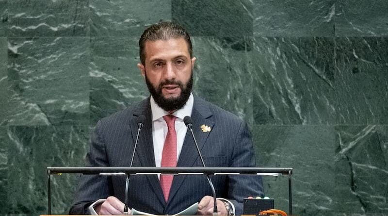 President Ahmad Al-Sharaa of the Syrian Arab Republic addresses the general debate of the General Assembly’s eightieth session. Photo Credit: UN Photo/Manuel Elías