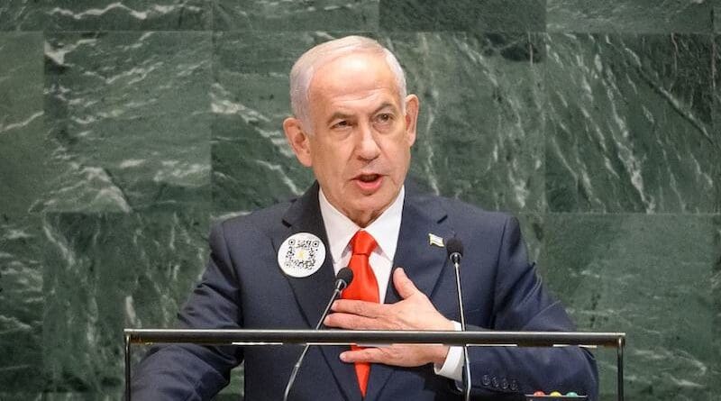 Prime Minister Benjamin Netanyahu of Israel addresses the general debate of the General Assembly’s eightieth session. Photo Credit: UN Photo/Loey Felipe