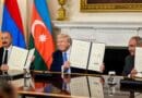 President Donald Trump signs a trilateral joint declaration with President Ilham Aliyev of Azerbaijan and Prime Minister Nikol Pashinyan of Armenia, Friday, August 8, 2025, in the State Dining Room. (Official White House Photo by Daniel Torok)