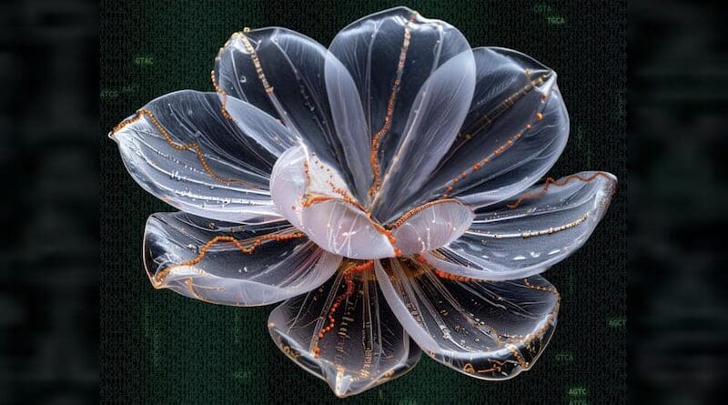 Visualization of the microscopic "DNA flowers" made by Ronit Freeman in the Freeman Lab at UNC. CREDIT: Justin Hill, Philip Rosenberg, and Ronit Freeman