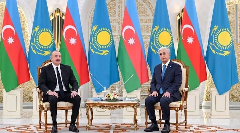 Azerbaijan's President Ilham Aliyev with Kazakhstan's President Kassym-Jomart Tokayev. Photo Credit: President of Azerbaijan