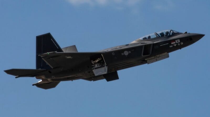 File photo of a South Korean Air Force KF-21 jet, developed by Korea Aerospace Industries. Photo Credit: Sgt. Alexander Kelly, US Army, Wikipedia Commons