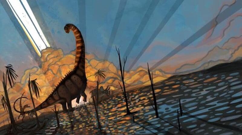 Researchers analyzed fossils of the Alamosaurus found in northwestern New Mexico and discovered these dinosaurs were very different but the same age as dinosaurs found further north in Wyoming and Montana. (Dinosaur image credit: Natalia Jagielska)