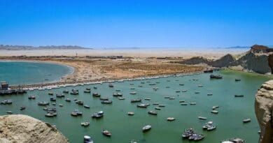 Boats in a port in Pakistan's Makran