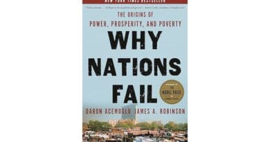 "Why Nations Fail: The Origins of Power, Prosperity, and Poverty," by Daron Acemoglu and James A. Robinson