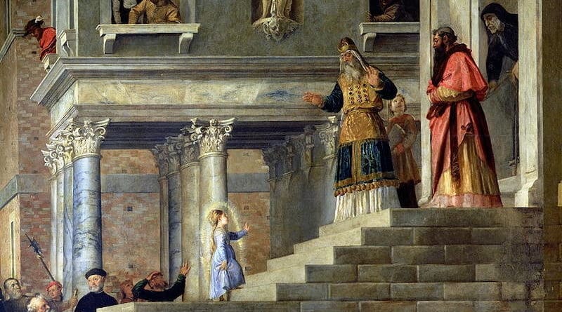 Detail from The Presentation of the Virgin Mary by Titian (1534–1538, Gallerie dell'Accademia, Venice)