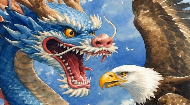 bald eagle dragon east west Asia united states grok