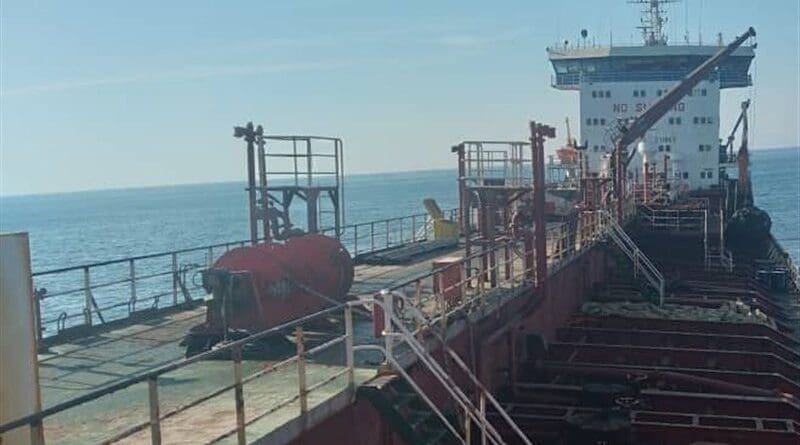 Oil tanker confiscated south of Iran for smuggling fuel. Photo Credit: Tasnim News Agency