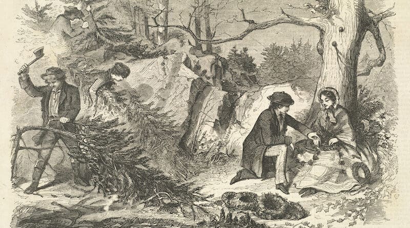 Christmas -- Gathering evergreens. Credit: Winslow Homer Collection, Published in: Harper's Weekly, Volume II, 25 December 1858, p. 820.