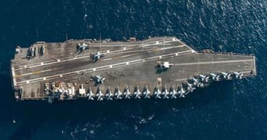 The USS Gerald R. Ford sails in the Ionian Sea on July 29, 2025, during NATO’s Neptune Strike. Photo: Navy Petty Officer 2nd Class Maxwell Orlosky / U.S. Department of Defense / United States Government Work