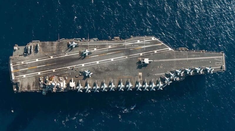 The USS Gerald R. Ford sails in the Ionian Sea on July 29, 2025, during NATO’s Neptune Strike. Photo: Navy Petty Officer 2nd Class Maxwell Orlosky / U.S. Department of Defense / United States Government Work