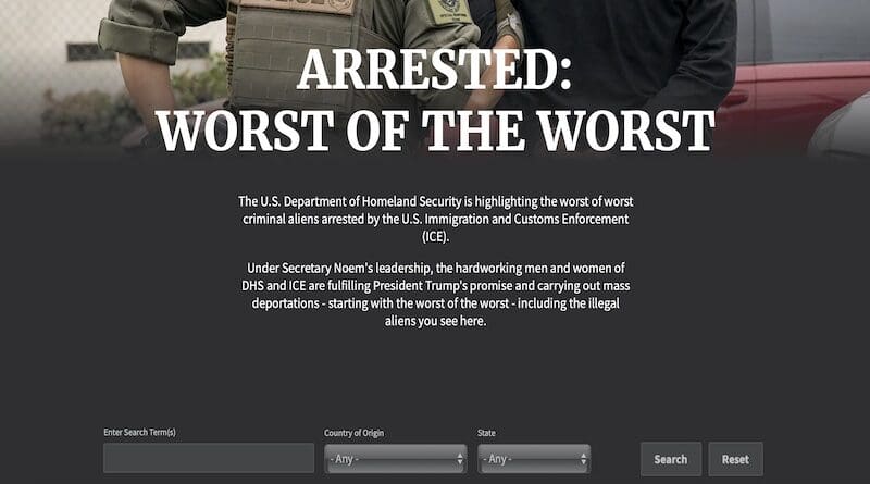 Screenshot of U.S. Department of Homeland Security website, “Worst of the Worst”. Credit: https://www.dhs.gov/wow