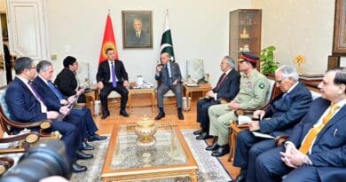 Kyrgyztan's President Sadyr Zhaparov with Pakistan's Prime Minister Shehbaz Sharif. Photo Credit: @CMShehbaz, X