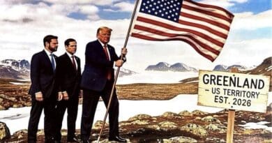 President Donald Trump planting the US flag in Greenland. Credit: @realDonaldTrump Truth Social, and White House, X
