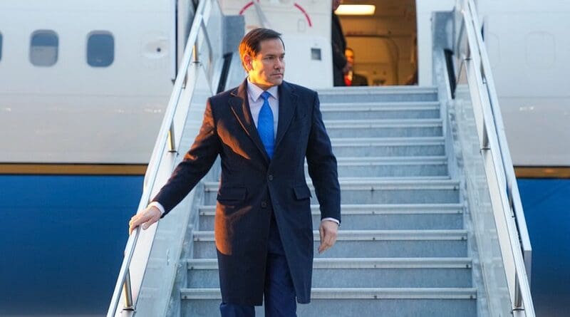Secretary Marco Rubio arrives at Budapest Ferenc Liszt International Airport in Budapest, Hungary, February 15, 2025. (Official State Department photo by Freddie Everett)
