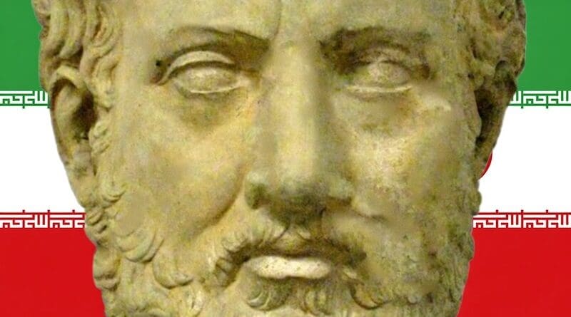 Bust of Thucydides iran flag grok
