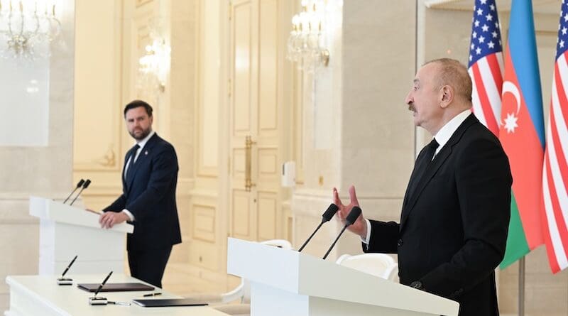 Azerbaijan's President Ilham Aliyev and Vice President of the United States JD Vance. Photo Credit: @presidentaz, X