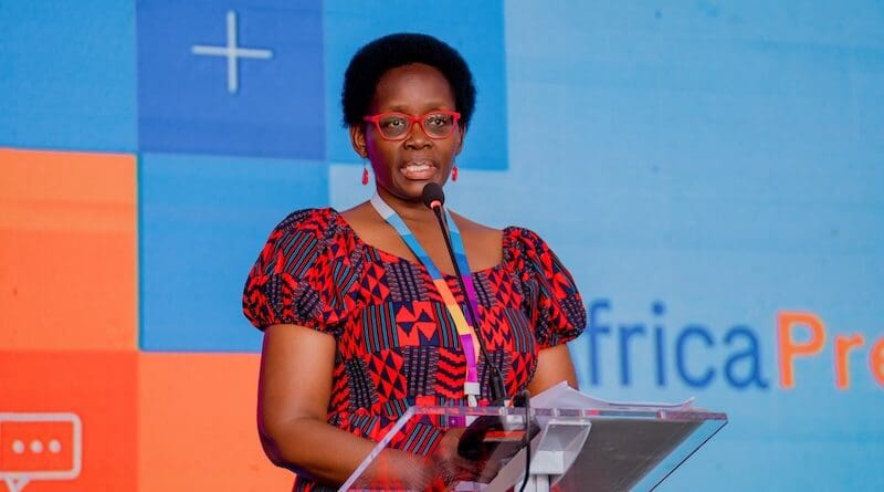 H.E. Dorothy Nyong'o, First Lady of Kisumu County, Kenya, Chair of the Africa Cancer Foundation, and member of the Africa Breast Cancer Council, addresses Africa Press Day in Nairobi (Credit: Africa Press Day)
