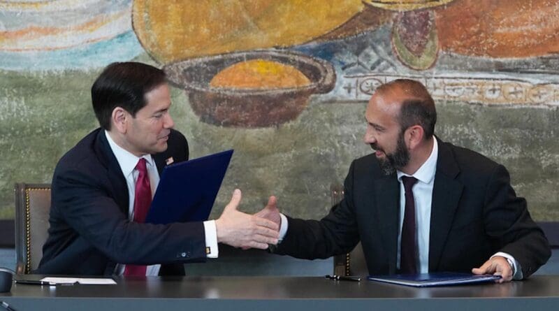 Secretary Marco Rubio participates in a Memorandum of Understanding signing with Armenian Foreign Minister Ararat Mirzoyan in Yerevan, Armenia, May 25, 2026. (Official State Department photo by Freddie Everett)