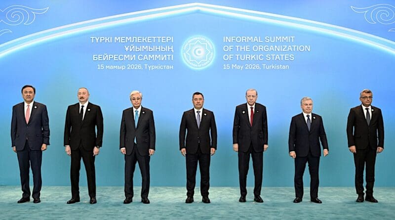 Family photo of the Informal Summit of the Organization of Turkic States (OTS) held on May 15, 2026 in Turkistan. Photo Credit: turkicstates.org