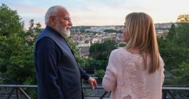 India'a PM Narendra Modi meets the Prime Minister of Italy, Ms. Giorgia Meloni on his arrival at Rome, in Italy on May 19, 2026. Photo Credit: Prime Minister Office