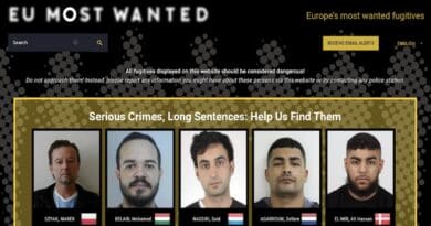Screenshot of eumostwanted.eu website