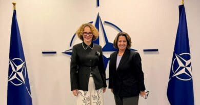 NATO Deputy Secretary General Radmila Shekerinska meets with Lisa Monaco, President, Microsoft Global Affairs at NATO Headquarters in Brussels, Belgium. Photo Credit: NATO