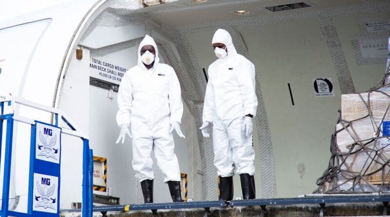 A shipment of emergency Ebola response supplies arrives at Bunia airport in Ituri province, DR Congo. Photo Credit: UNICEF/Carmel Ndomba Mbikayi