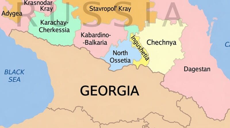 North Caucasus regions within the Russian Federation. Source: Wikipedia Commons.