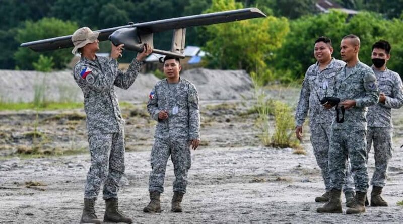 Armed Forces of the Philippines personnel test a domestically developed fixed-wing drone. PHILIPPINE AIR FORCE RESEARCH AND DEVELOPMENT CENTER