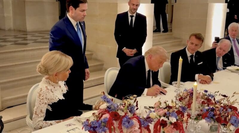 US President Donald Trump signs the Iran Memorandum of Understanding at Versailles in France. Photo Credit: POTUS, X video screenshot