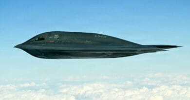 A United States Air Force B-2 Spirit, which deploys the U.S. deep‑penetrating B61-11 weapon, conducts a training exercise in February 2026. KATIE ARCHIBALD/U.S. NAVY
