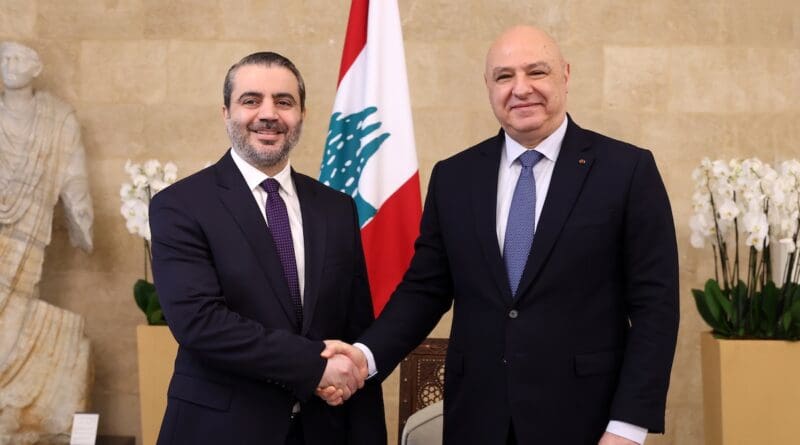 Syrian Foreign Minister Asaad al-Shibani with Lebanon's President Joseph Aoun. Photo Credit: @LBpresidency, X