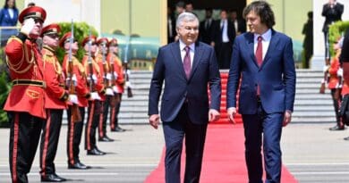 Uzbekistan's President Shavkat Mirziyoyev with Georgia's Prime Minister Irakli Kobakhidze. Photo Credit: @president_uz, X