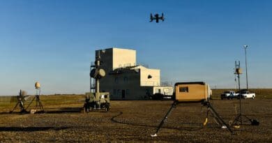 An Anvil drone interceptor responding to a drone threat launches during an exercise at Minot Air Force Base, North Dakota. JOHN INGLE/U.S. DEPARTMENT OF WAR