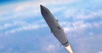 The Northrop Grumman Glide Phase Interceptor, shown in this rendering, serves as countermeasure against hypersonic threats. NORTHROP GRUMMAN